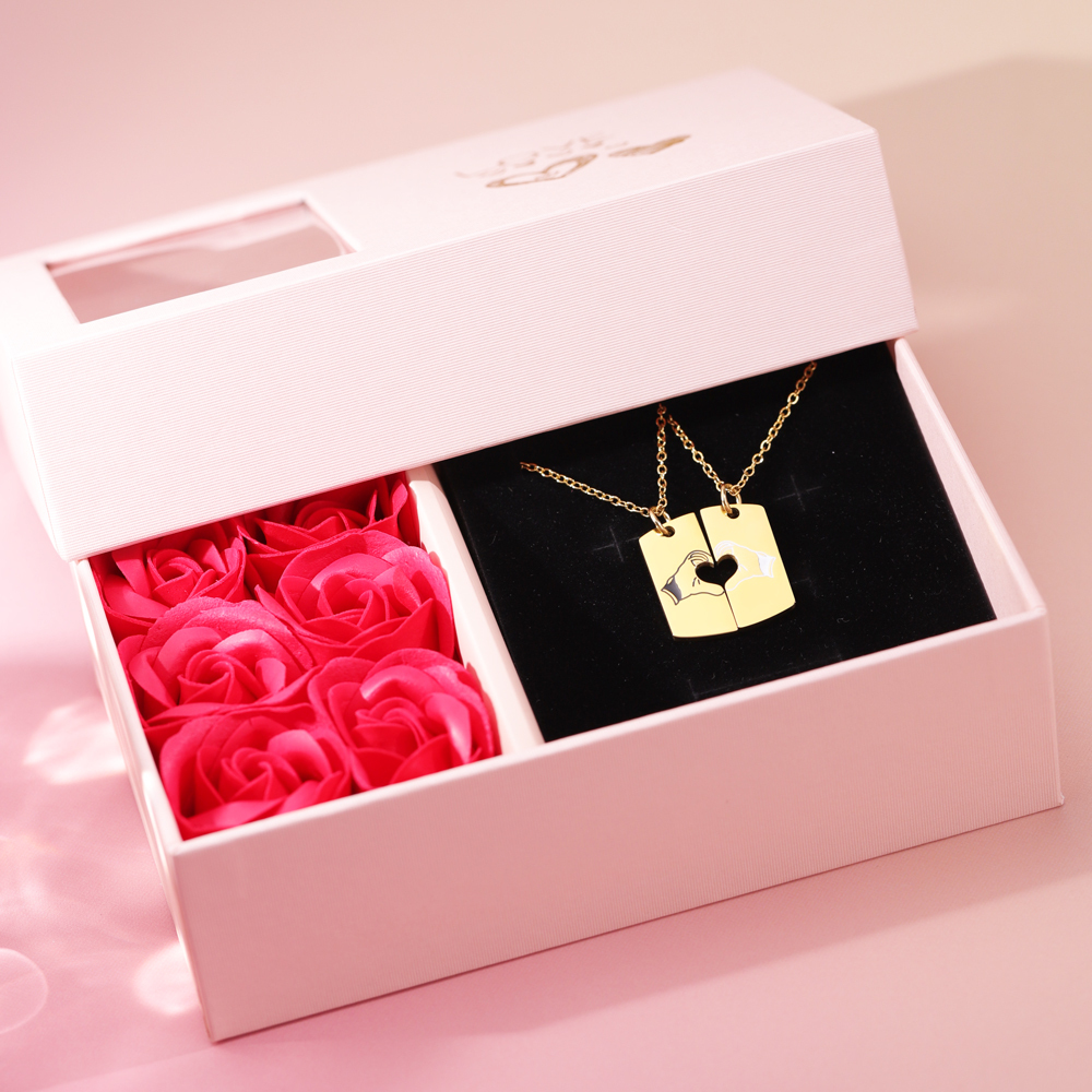 Valentine's Day Gift - Personalized Heart Square Necklace