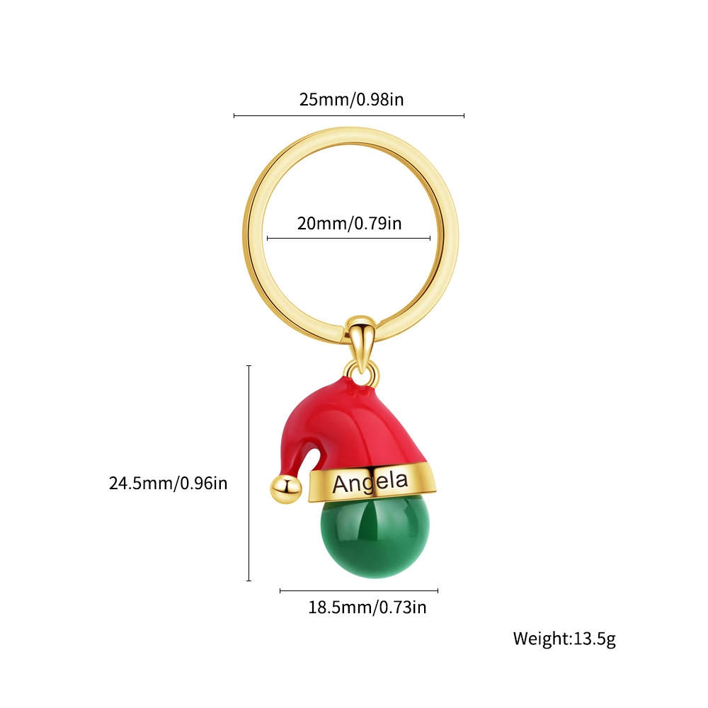 Christmas Hat Crystal Bead Necklace & Keychain