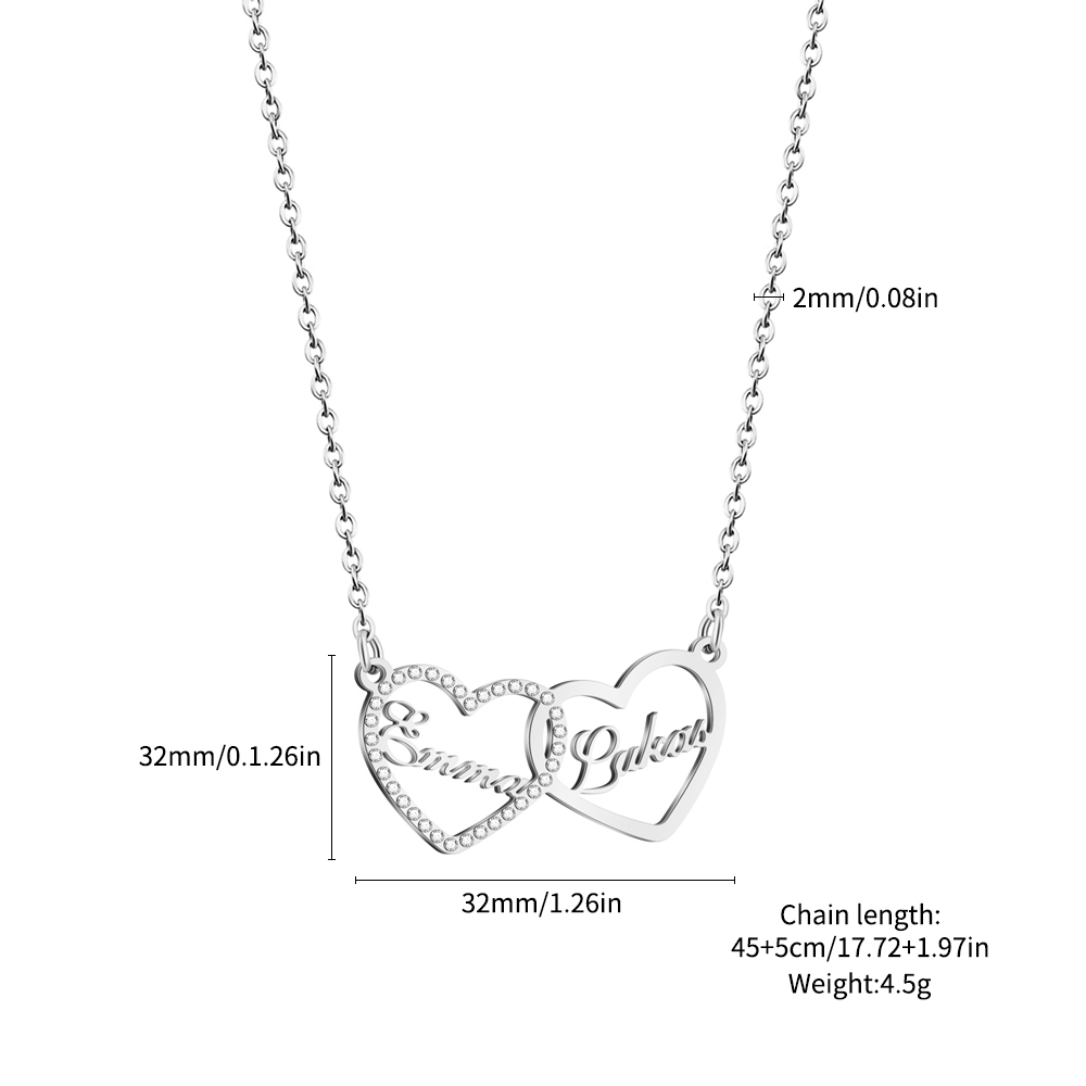 💕 Personalized Double Heart Name Necklace