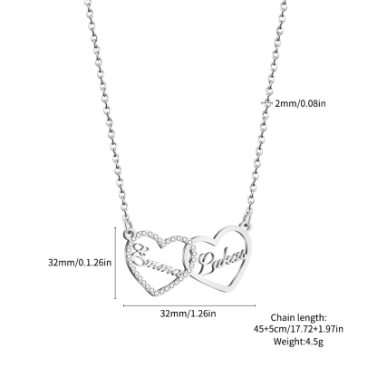 💕 Personalized Double Heart Name Necklace