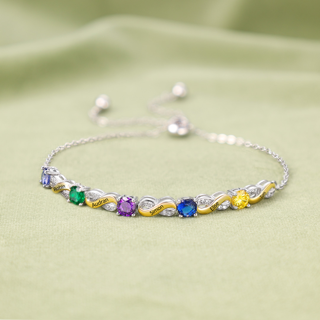 Custom Infinity Bracelet, Personalized Family Bracelet for Mom