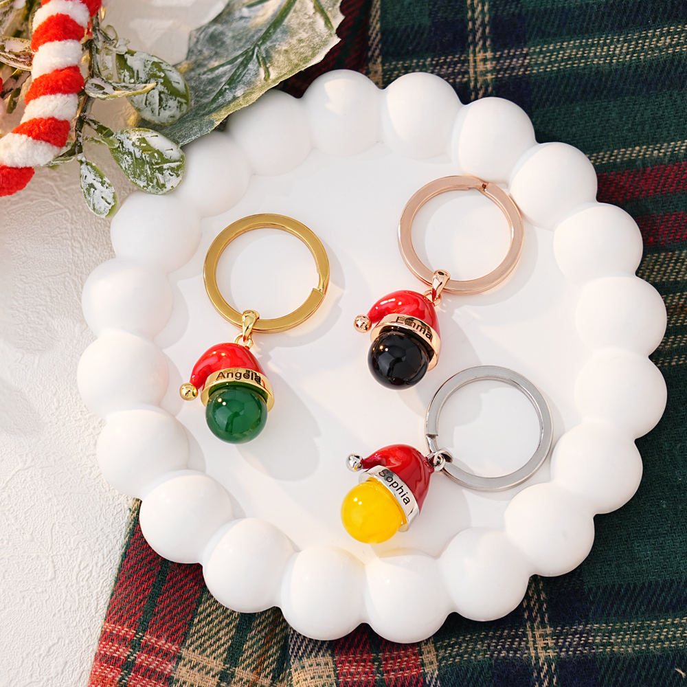 Christmas Hat Crystal Bead Necklace & Keychain