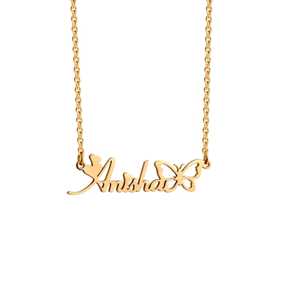 Christmas Gift For Daughter Custom Hollow Butterfly Name Necklace