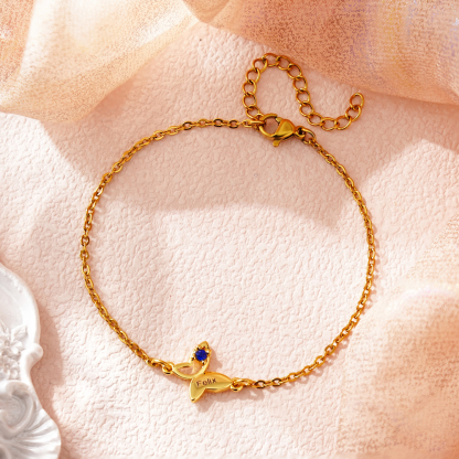 Personalized Butterfly Birthstone Bracelet