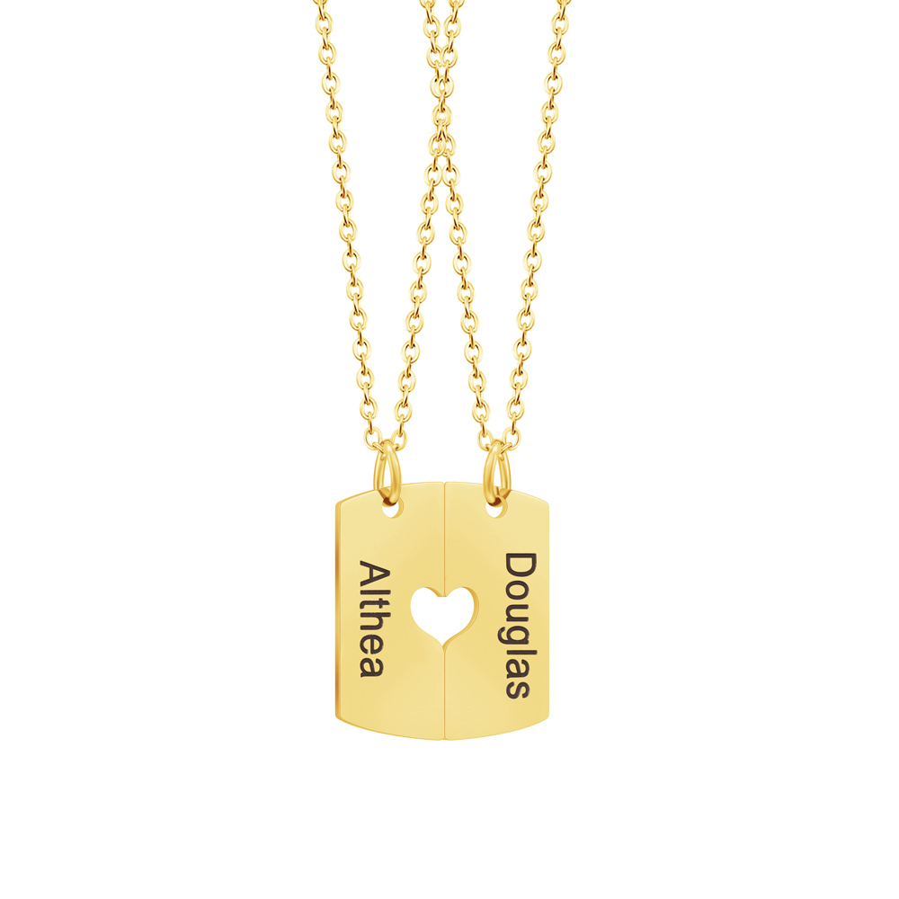 Valentine's Day Gift - Personalized Heart Square Necklace