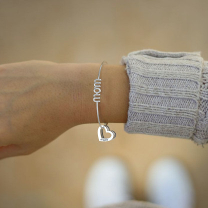 Mother's Day Gift - Personalized Mom Heart Bracelet