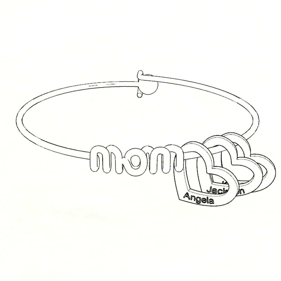 Mother's Day Gift - Personalized Mom Heart Bracelet