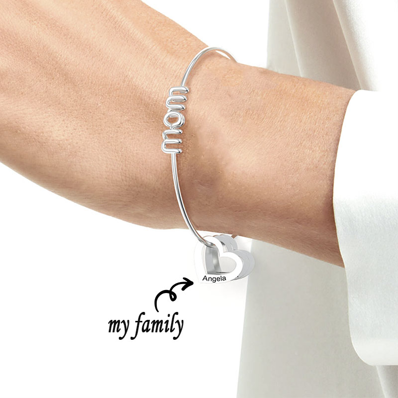 Mother's Day Gift - Personalized Mom Heart Bracelet