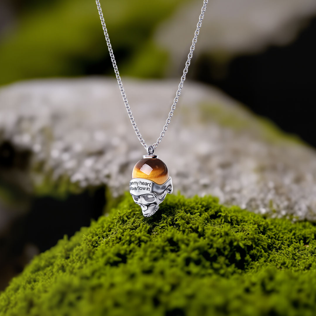 Witch Skull Necklace with Tiger’s Eye