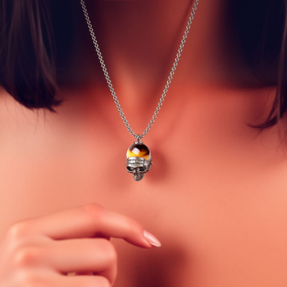 Witch Skull Necklace with Tiger’s Eye