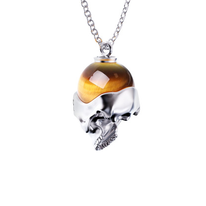 Witch Skull Necklace with Tiger’s Eye