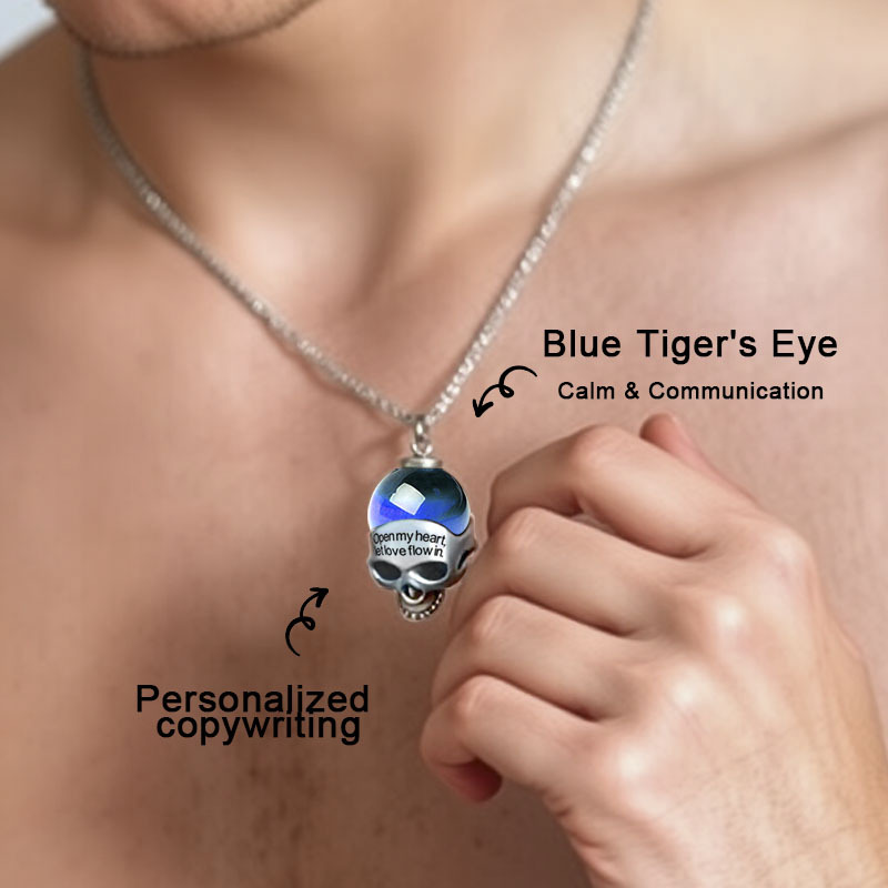 Witch Skull Necklace with Tiger’s Eye