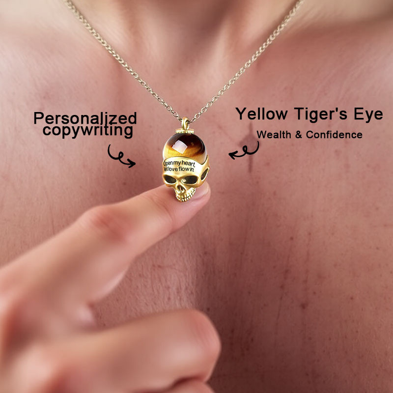 Witch Skull Necklace with Tiger’s Eye