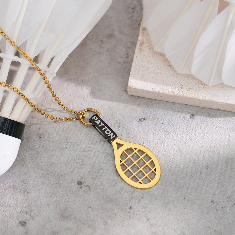 Personalized Tennis Racket Necklace