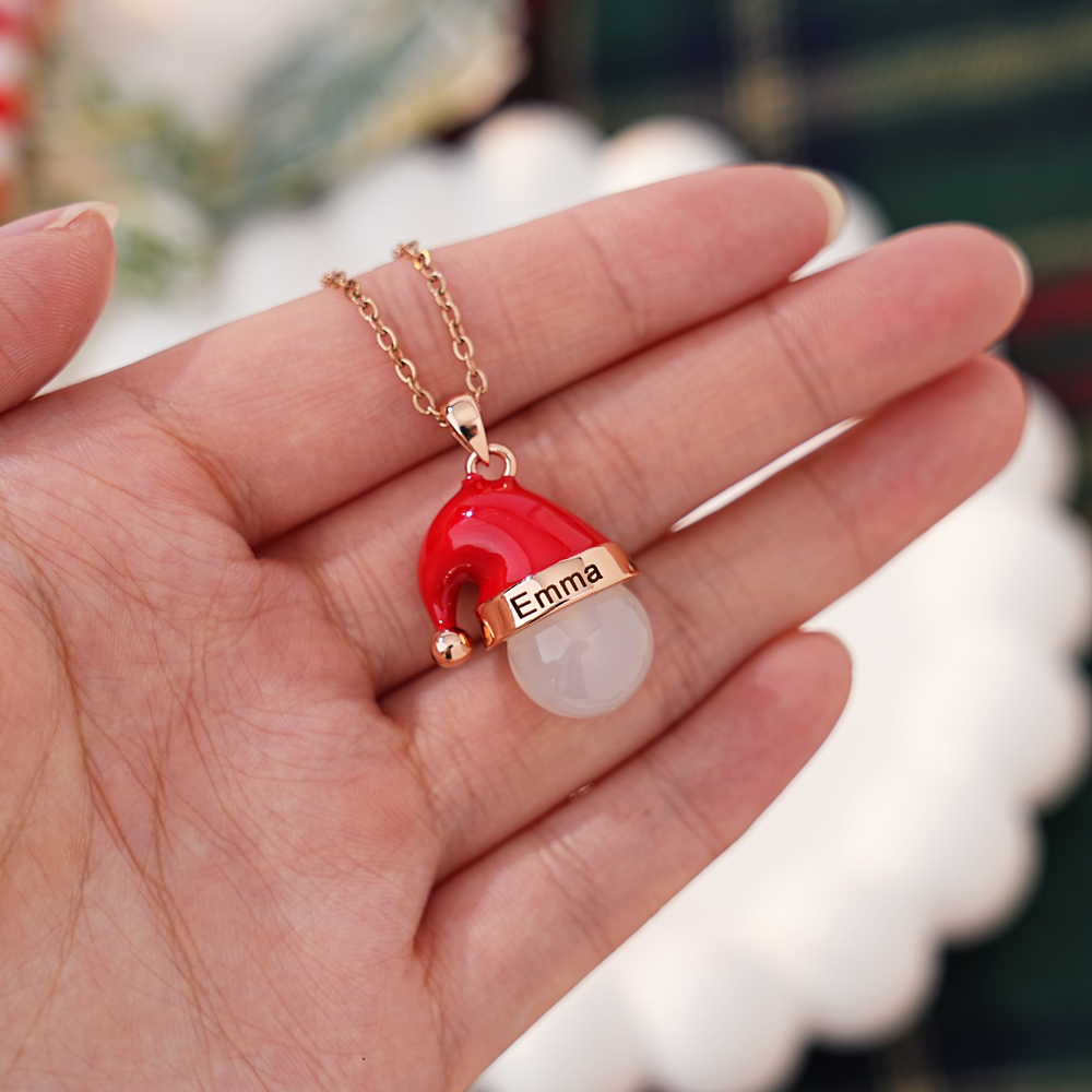 Christmas Hat Crystal Bead Necklace & Keychain