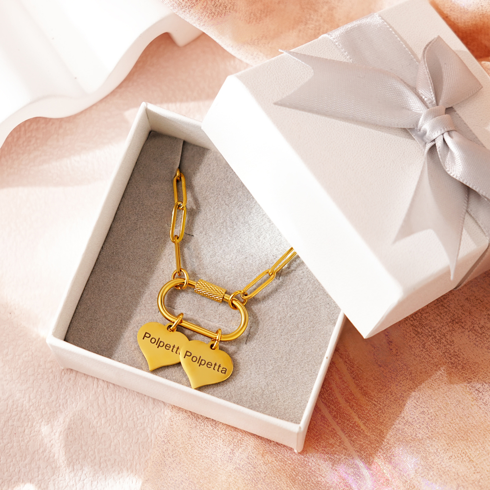 Personalized Multi-Heart Paperclip Chain Necklace