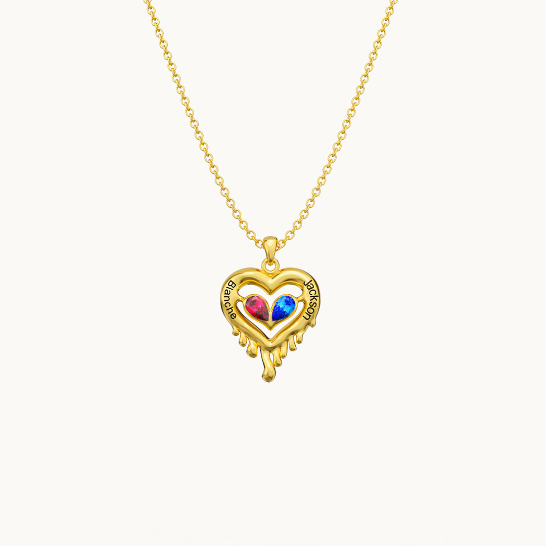 Melted Heart Couple Necklace