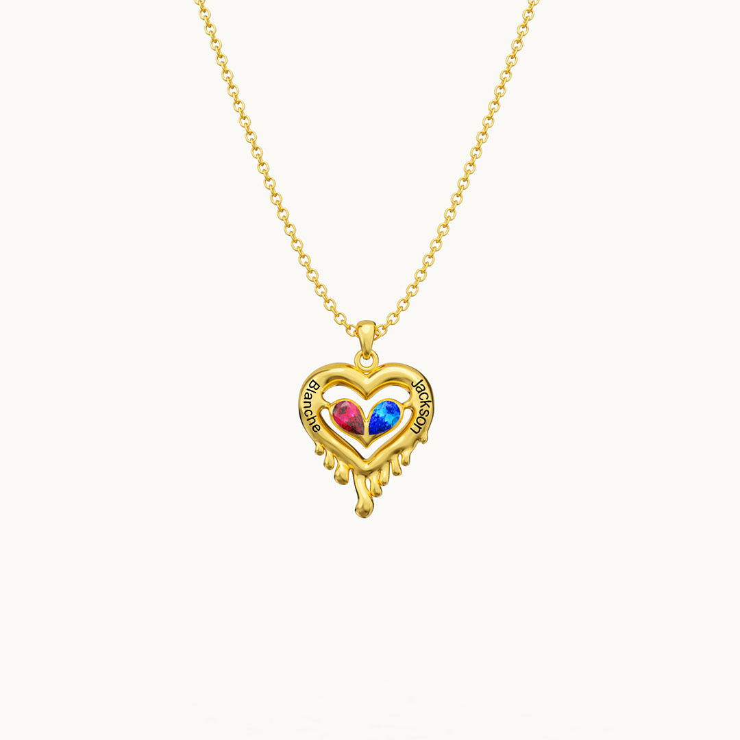 Melted Heart Couple Necklace