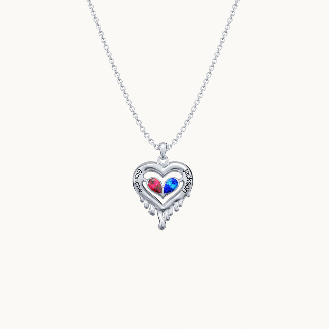 Melted Heart Couple Necklace