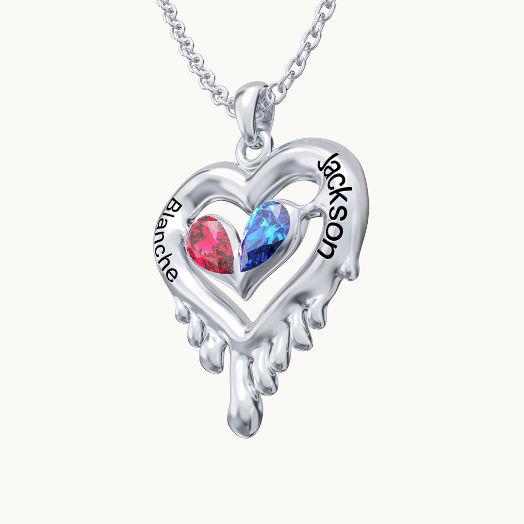 Melted Heart Couple Necklace