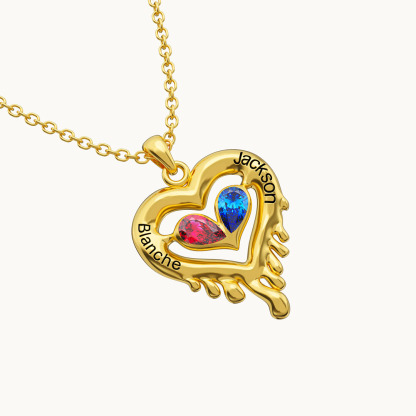Melted Heart Couple Necklace