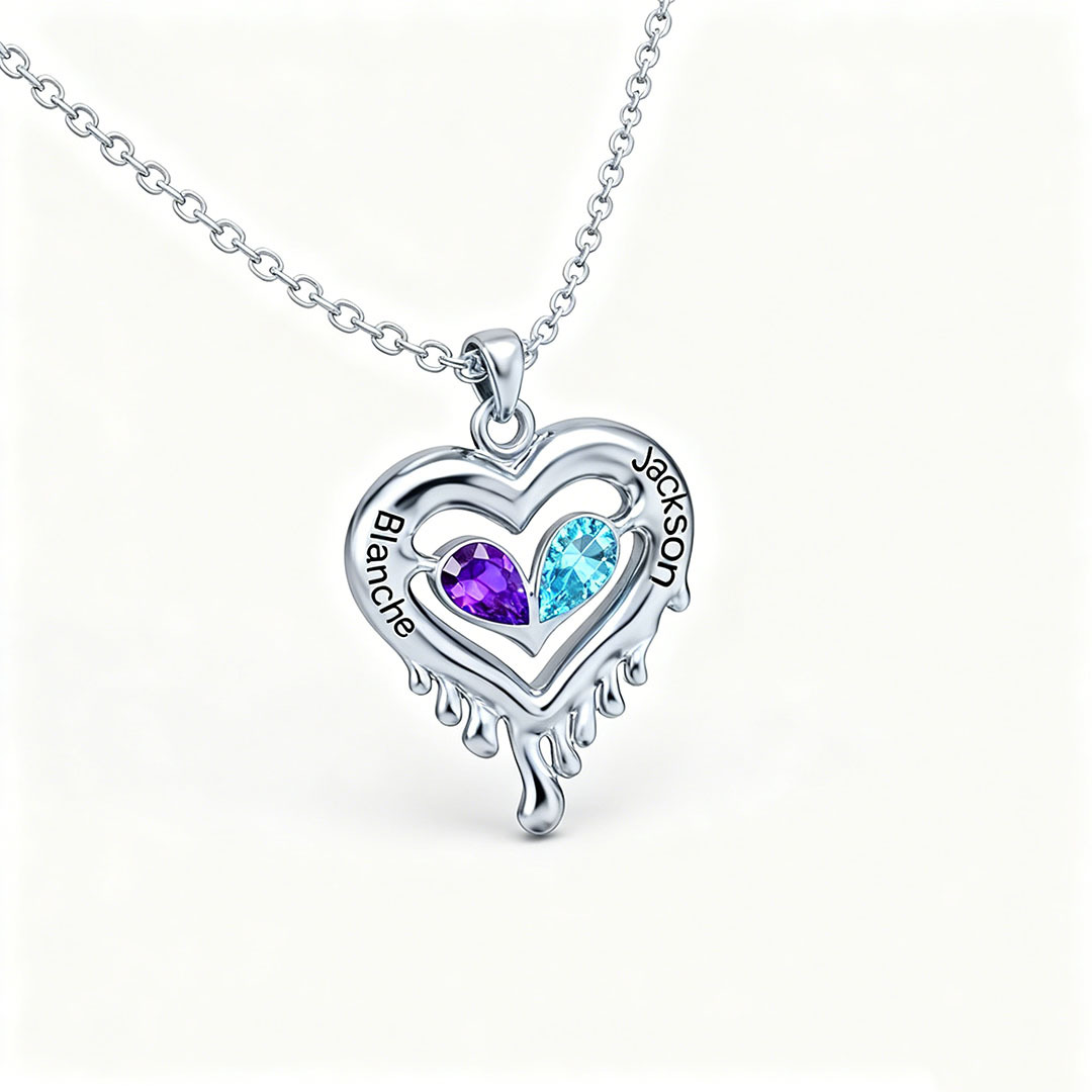 Melted Heart Couple Necklace