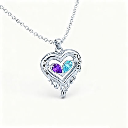Melted Heart Couple Necklace