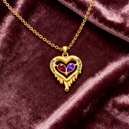 Melted Heart Couple Necklace