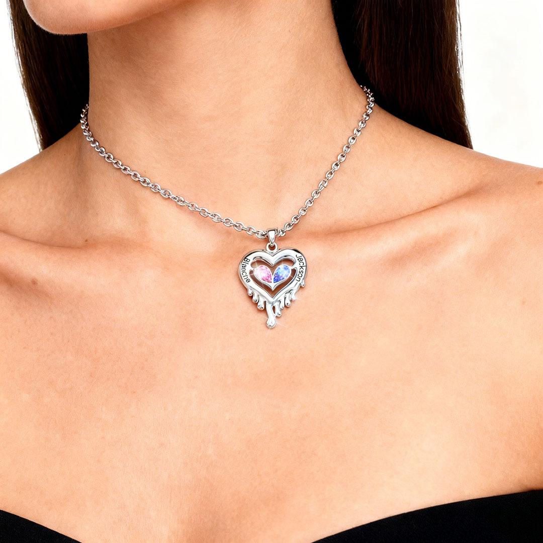 Melted Heart Couple Necklace