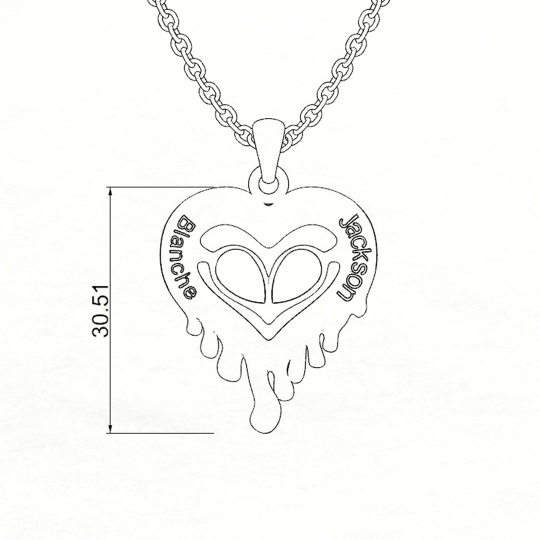 Melted Heart Couple Necklace