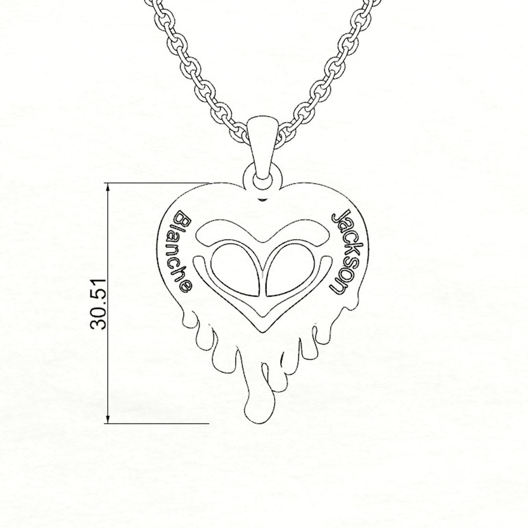 Melted Heart Couple Necklace