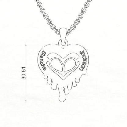 Melted Heart Couple Necklace