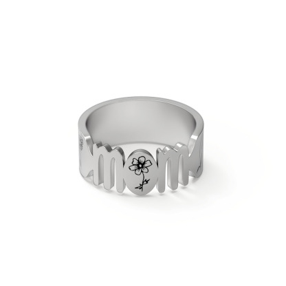 🌸 Personalized Birth Flower MOM Ring