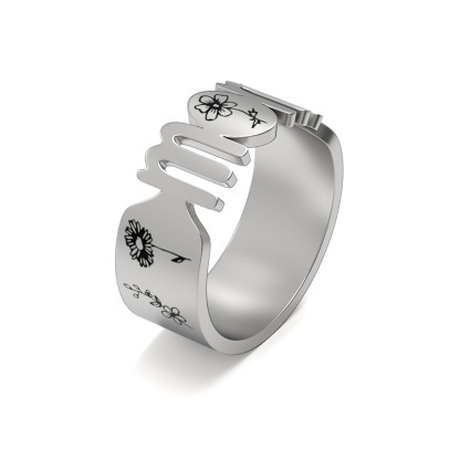 🌸 Personalized Birth Flower MOM Ring