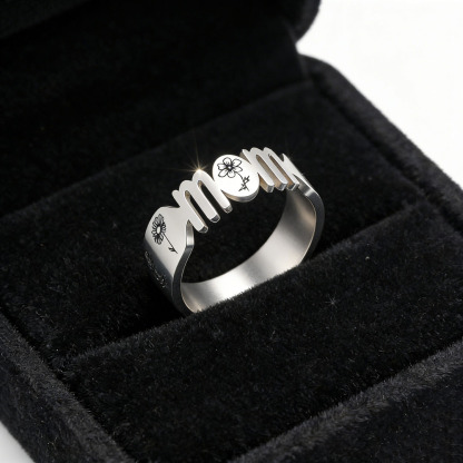 🌸 Personalized Birth Flower MOM Ring