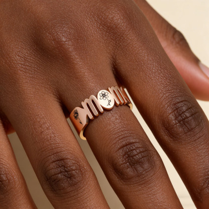 🌸 Personalized Birth Flower MOM Ring