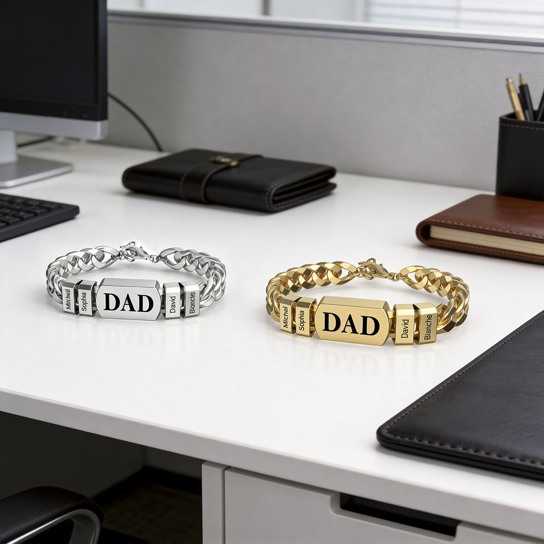 Personalized Cuban Chain Dad Bracelet