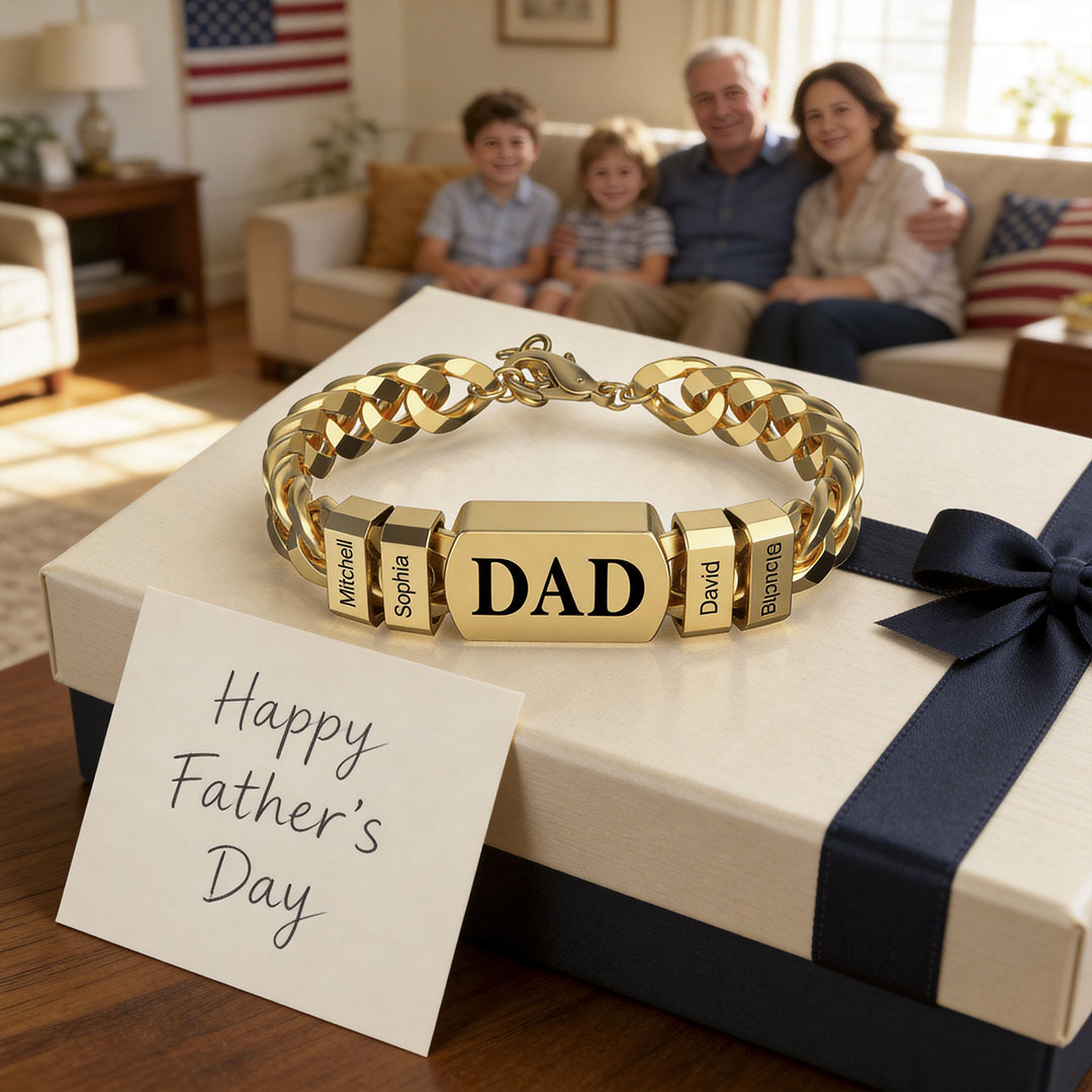 Personalized Cuban Chain Dad Bracelet