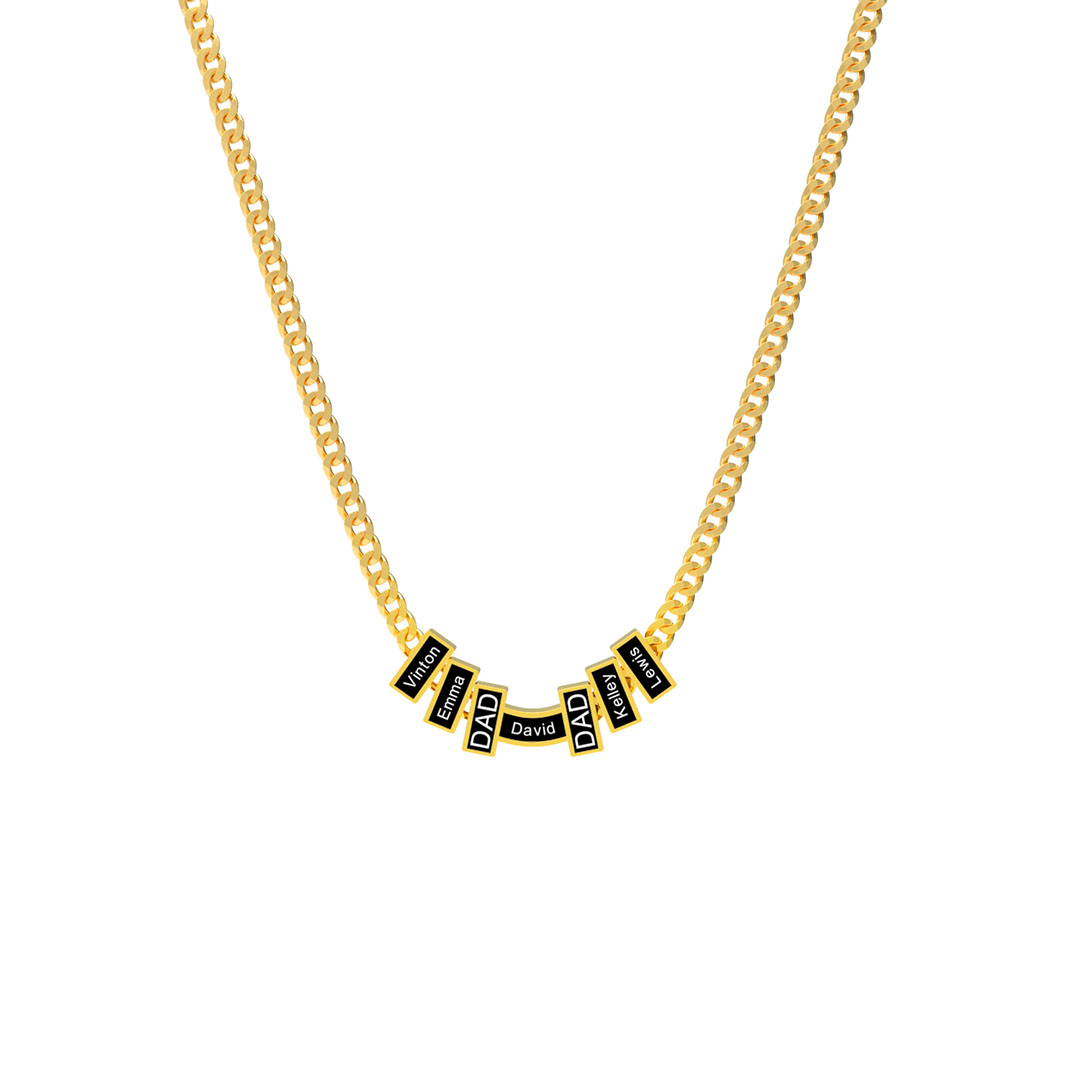 Personalized Cuban Link DAD Name Bead Necklace