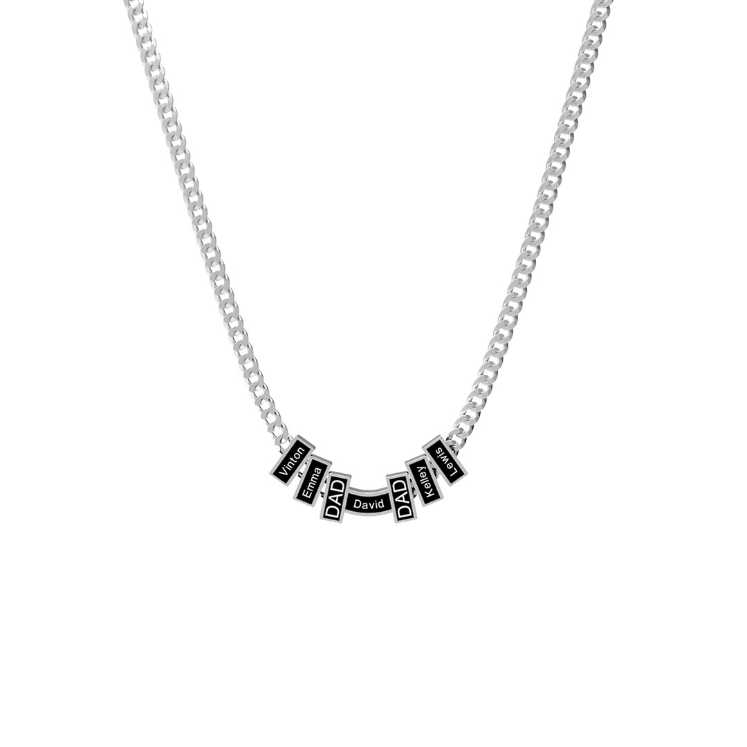 Personalized Cuban Link DAD Name Bead Necklace