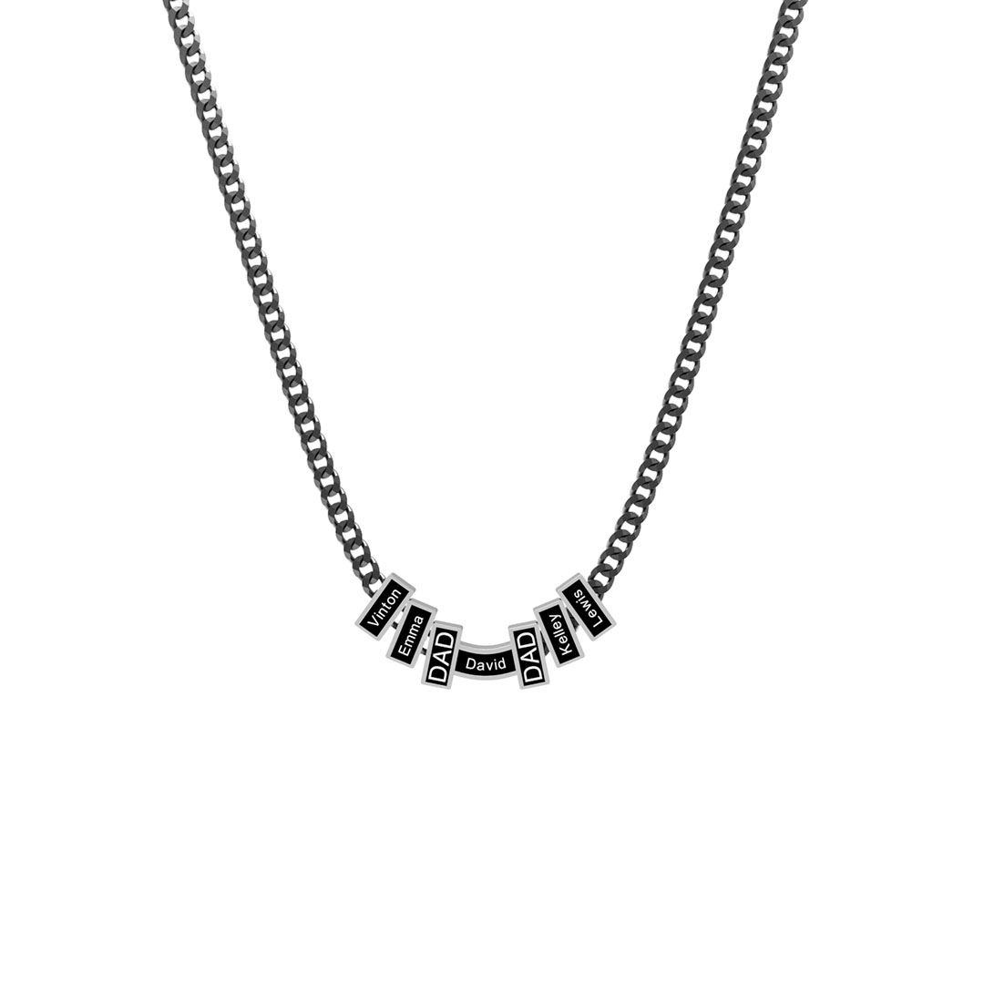 Personalized Cuban Link DAD Name Bead Necklace