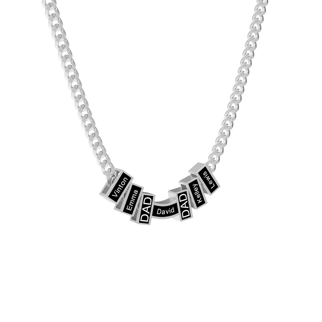 Personalized Cuban Link DAD Name Bead Necklace
