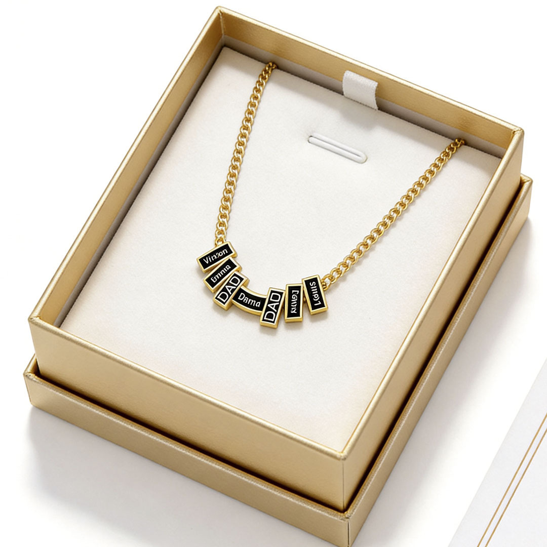Personalized Cuban Link DAD Name Bead Necklace