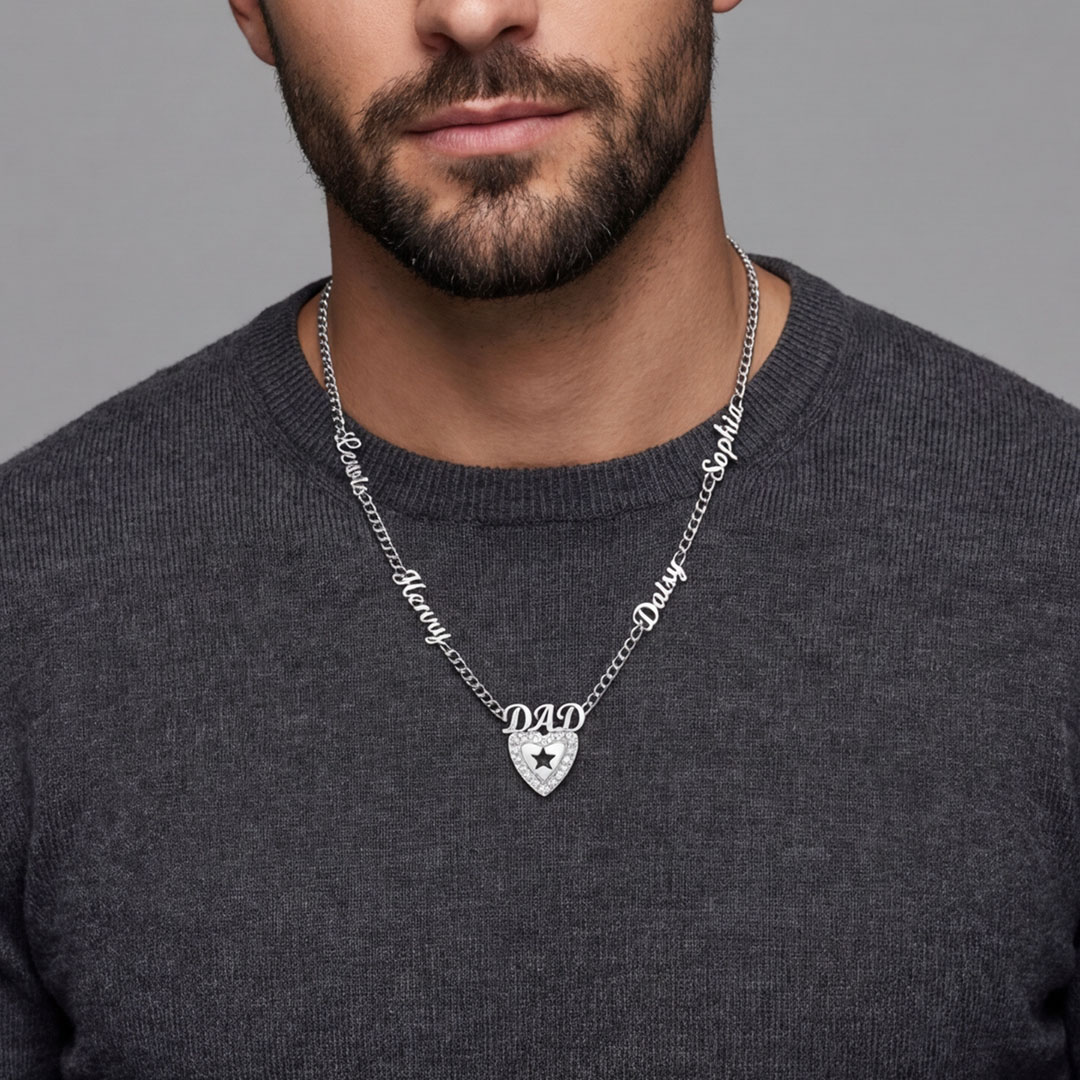 DAD Shield Personalized Name Necklace
