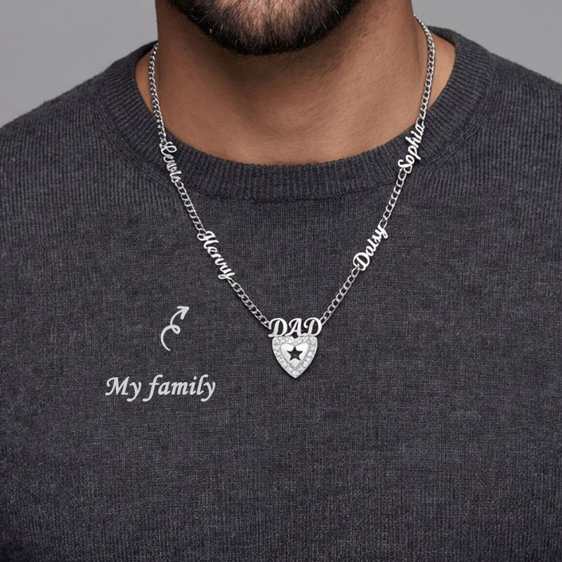 DAD Shield Personalized Name Necklace