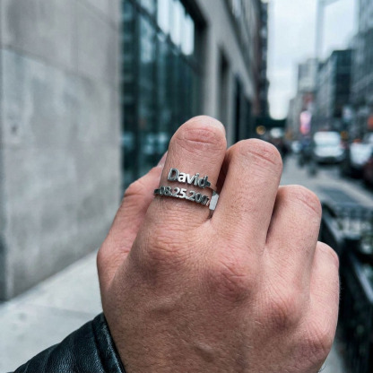 Personalized Birth Date & Name Ring