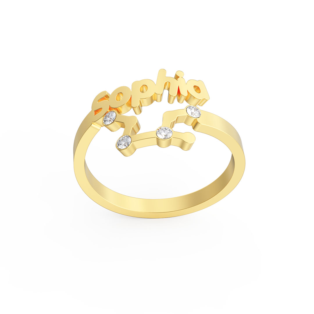 Personalized Zodiac Name Ring
