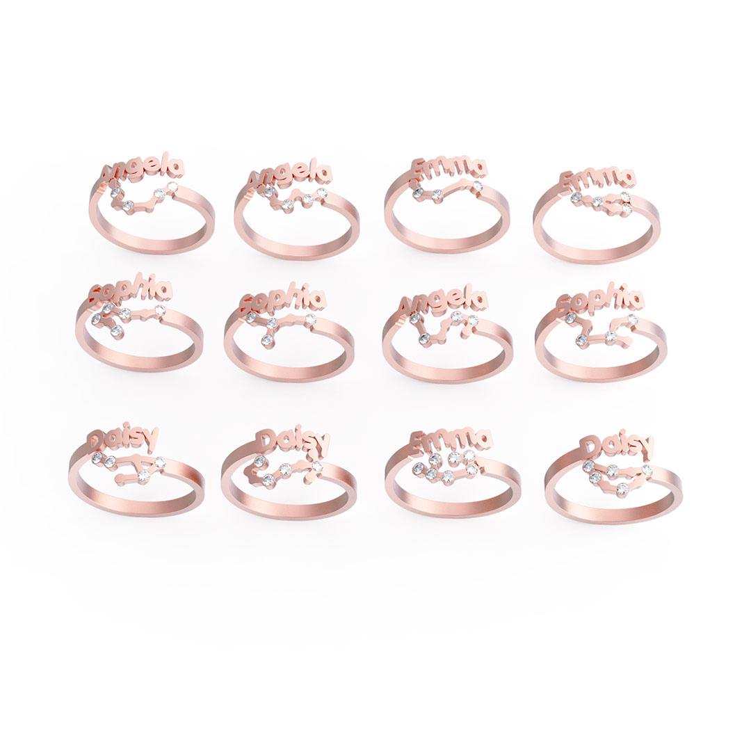 Personalized Zodiac Name Ring