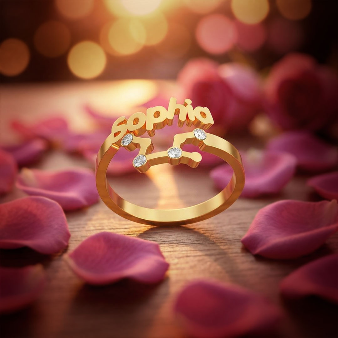 Personalized Zodiac Name Ring