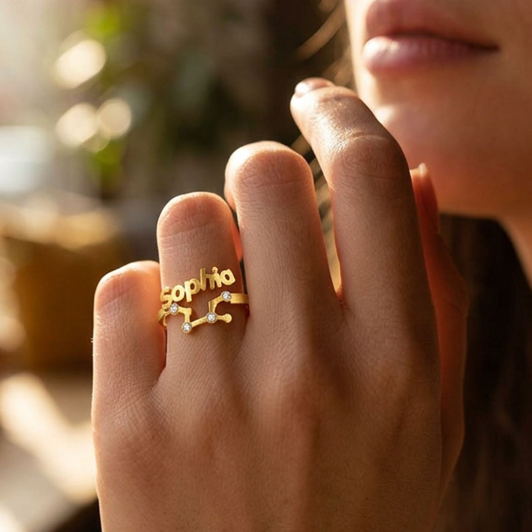 Personalized Zodiac Name Ring